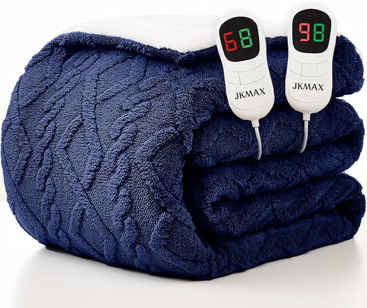 Heated Electric Blanket Queen Size-84"x90" Heating Blanket with 10 Heating Levels & 5 Time Settings Over-Heat Protection，Winter Warmer for Adults with ETL Certification（Navy Blue）