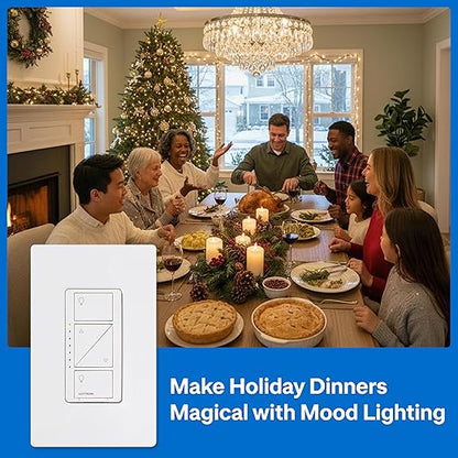 Lutron Caseta Original Smart Dimmer Switch (Lutron Smart Hub Required), for LED Lights, 150 Watt, Single-Pole/3-Way, No Neutral Required, PD-6WCL-WH, White