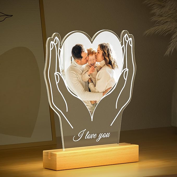 Custom Picture Frames with Photo, Customized Photo Frame, Personalized Picture Frame, Customized Birthday Valentines Day Gifts for Women Men Mom Dad Baby Kids Grandma Grandpa Family
