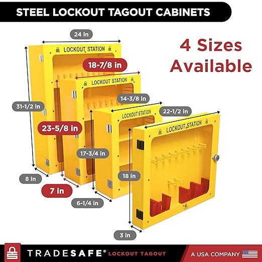 TRADESAFE Lockout Tagout Cabinet, Lock Out Tag Out Station Unfilled - No Loto Devices Included, Wall-Mountable Lockout Tagout Station Cabinet, Loto Box 18-7/8 x 7 x 23-5/8 inches