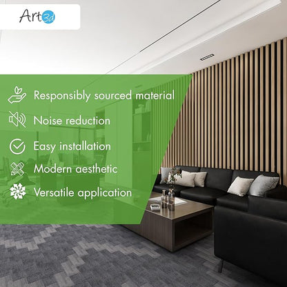 Art3d 4-Pack 12" x 93" Soundproof Wood Slat Panels, 31 sq.ft Acoustic Wall Panels, 3D Wall Panels with Wood Slat Design, Decorative Wood Wall Panel for Accent Walls-Oak