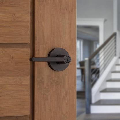 Kwikset Halifax Entry Door Handle with Lock and Key, Secure Keyed Reversible Lever Exterior, for Front Entrance and Bedrooms, Venetian Bronze, 10 Pack, Pick Resistant SmartKey Rekey Security