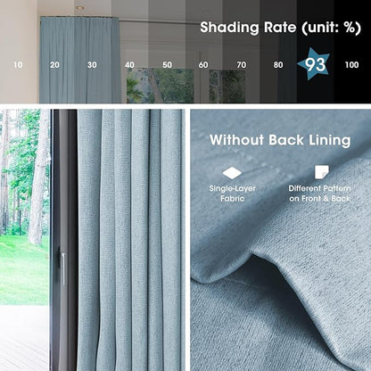 SmartWings Automatic Curtain Opener with Drapery, Motorized Vertical Blinds with Remote, Electric Closet Doors Sliding Panels Compatible with Alexa Google Homekit, 93% Blackout Greyish Blue