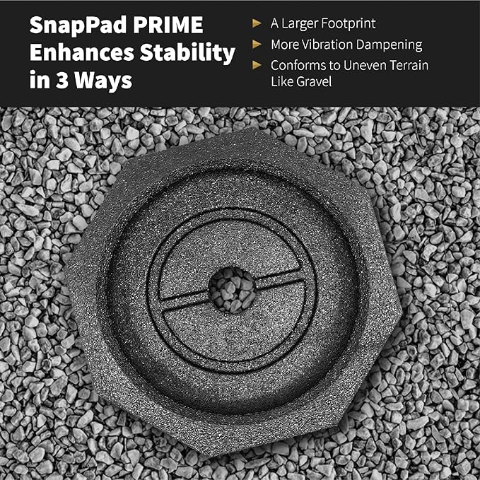 SnapPad Prime (4-Pack) | Four-Point RV Leveling Blocks Featuring 10" Round Jack Feet | Adds 316% Additional Surface Area, 8.9 lbs. Per Pad & 13.25" Width | Must-Have Camper Leveling Blocks