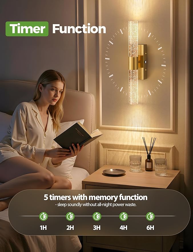 JOFIOS Battery Operated Wall Sconce Set of 2,3CCT,Dimmable,10400mAh,Gold Modern Rechargeable Wall Sconce with Remote,Wireless Wall Lights for Bedroom,Living room,Hallway(15.3 inch)