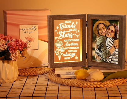 Christmas Gifts for Friends Best Friend Birthday Gifts for Women - Best Friend Picture Frame with Night Light, Unique Friendship Gift for Women Friends Female Men Girls Long Distance Relationship Gift