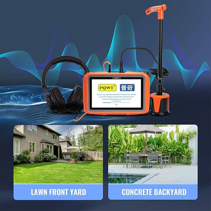 PQWT L2000 Underground Water Leak Detectors for Outdoor Wall Water Pipe Detector Machine Middle Sensor Acoustic Pipeline Leakage Detection Kit Noise Reduction Headphone Smart Touchscreen Carry Case