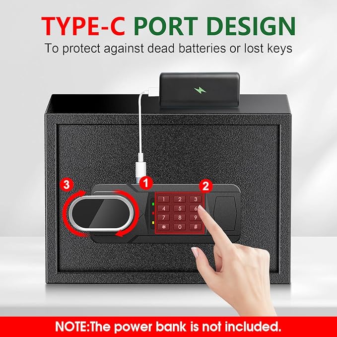 1.3 Cubic Feet Small Fire Safe Box for Home, Fireproof Safety Lock Box with Digital Keypad, Spare Keys and Removable Shelf, Personal Security Home Safes for Money, Jewelry, ID Documents