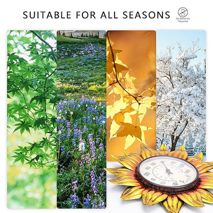 MUMTOP Outdoor Thermometers for Patio - Indoor Outdoor Thermometer, Sunflower Wall Thermometer Wireless for Garden Home Decor