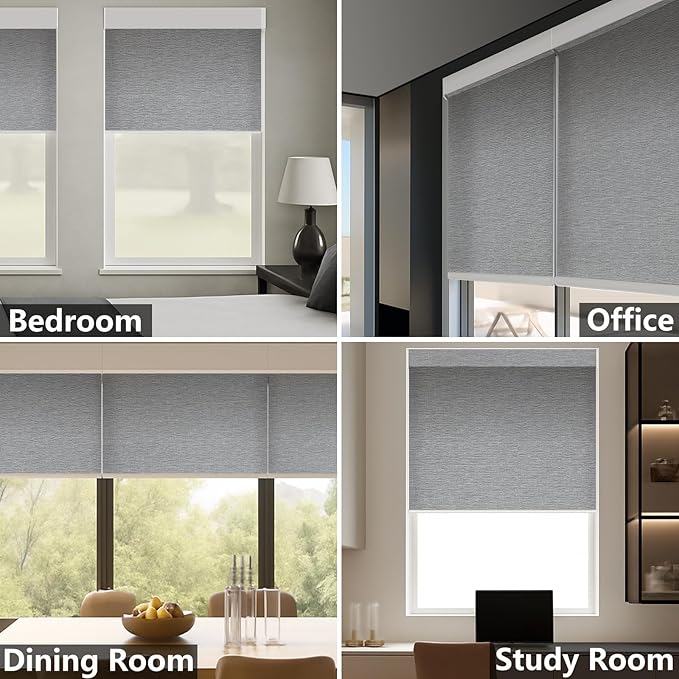 Smart Motorized Blinds – 70% Blackout Roller Shades with Remote, Alexa/Google Home/Siri Control, Matter Compatible, Wireless Rechargeable Battery, Custom Sizes for Windows & Sliding Doors