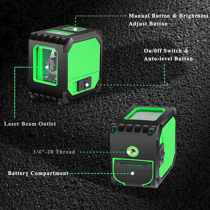 Laser level with tripod home improvement picture hanging tool,Green Cross Line Self-Leveling Floor Tile Wall Home Renovation, Battery Included,150 Ft,laserpower<1mW, Class 2 Laser output