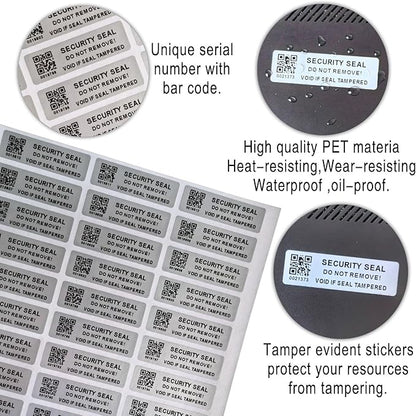 Tamper Evident Proof Barcode Stickers with Individual Serial Number Security Warranty Void Sticker,Sealing Label for Package(150pcs 2x0.6 inches,Matte Silver)