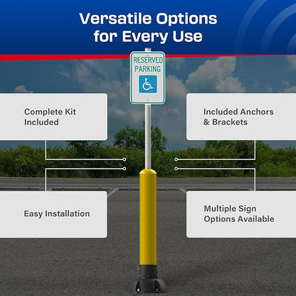 Impact Recovery - SlowStop Rebounding Bollard Sign Post - Handicap Parking Sign - Bollard Post - Made in the USA - 78” Reserved Parking Signage