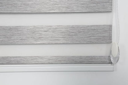 Shadesu Custom Size Zebra Blinds for Windows, 92" W x 72 H, Grey, Dual Layer Free-Stop Zebra Shades, Light Control for Day and Night, Sheer Blinds for Indoor Windows, Bedroom, Kitchen