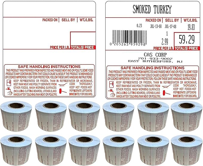 VisionTechShop LST-8040 Printing Scale Label, All RED Letters, 58 x 60 mm, UPC 12 Rolls