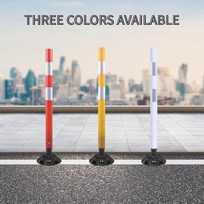 8 Pack Traffic Delineator Posts – High Visibility Reflective Safety Cones with Spring Base for Roadway, Parking, Garage, Construction Zones (Orange, 36 Inch)