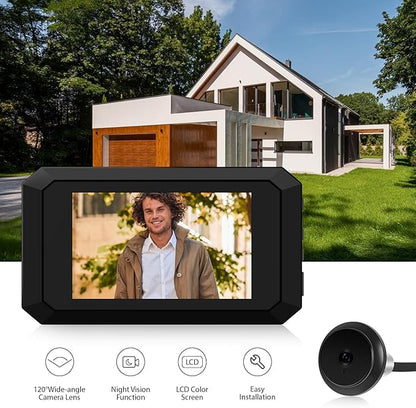 Digital Peephole Door Viewer-3.97inch LCD Monitor with 1080P 2MP Camera Kit, 120° Wide Viewing Angle, Color Night Vision, Built-in 1400mAh Battery, Type-C Rechargeable for Home Apartment