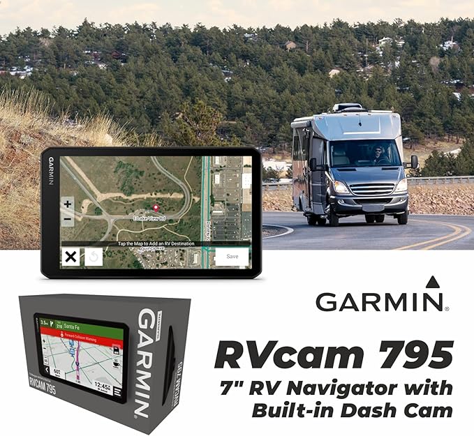 Wearable4U - Garmin RV Cam 795, Large, Easy-to-Read 7 GPS Navigator, Built-in Dash Cam, Automatic Incident Detection, Custom RV Routing with Power Pack Bundle
