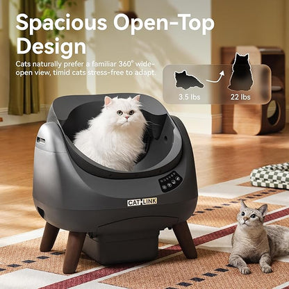 CATLINK Self Cleaning Cat Litter Box Open-X, 5G & 2.4G WiFi, Safe Anti-Pinch Automatic Litter Box Open Top, AI Waste Analysis Health Monitor for Multi-Cat Recognition, App Control, Odor Free