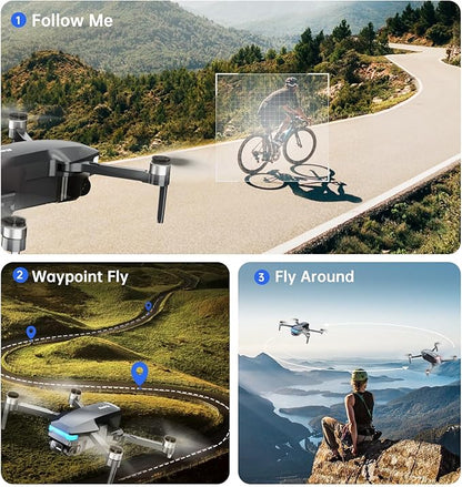 GPS Drones with Camera for Adults 4K, Foldable Drone with Brushless Motor, Auto Return/Follow, Tap Fly/Circle Fly, Beginner-Friendly One Key Start, 45 Mins Flight, Under 249g