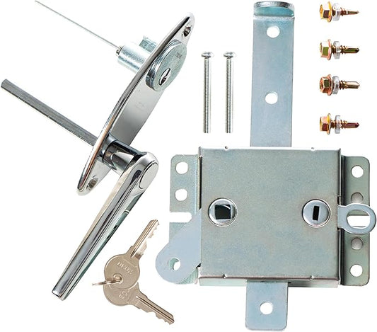 Garage Door Lock Kit, L-Handle Lock with Inside Slide Lock Latch Mechanism, Home Improvement Door Lock