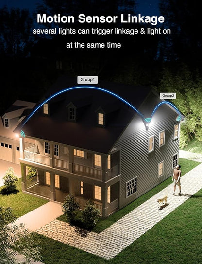 Onforu 100W Smart LED Security Lights Motion Sensor Outdoor 9000LM, 2500K-6500K, WiFi Alexa Flood Light APP Control, Motion Detector with Adjustable 3 Head, IP65 Wall Light for Yard (White)