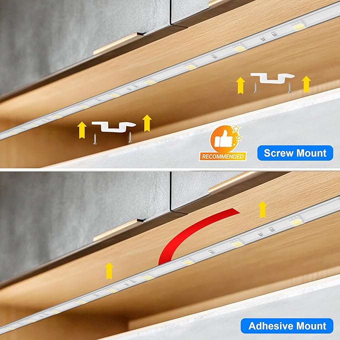 maylit Under Cabinet LED Strip Lighting Hardwired 24in, Ultra Bright Small LED Light Bar, 6000K Cool White, 110V-120V Wired Lights for Kitchen Cabinet, Counter, Workbench, Desk, Closet, Shelf, Indoor
