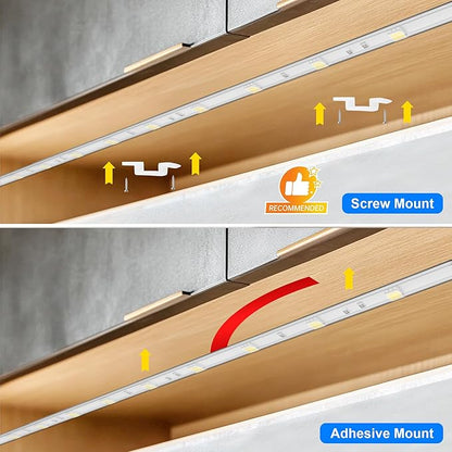 maylit Under Cabinet LED Strip Lighting Hardwired 48in, Ultra Bright Small LED Light Bar, 6000K Cool White, 110V-120V Wired Lights for Kitchen Cabinet, Counter, Workbench, Desk, Closet, Shelf, Indoor