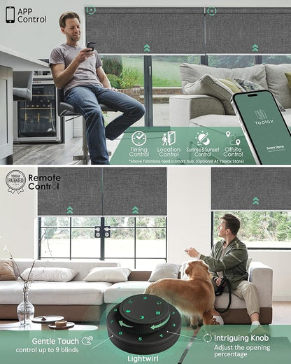 Yoolax Motorized Blinds with Remote, Blackout Smart Blinds Motorized Fabric Roller Shades Work with Alexa, Automatic Shades for Windows Custom Size (Dark Grey)