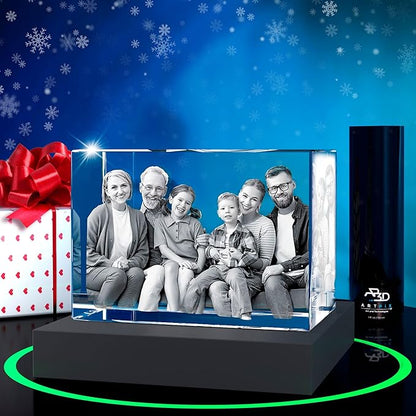 ArtPix 3D Premium Crystal Photo, Christmas Personalized Gifts for Women, Wife, Her, Him, Men, Husband, Grandma, Great Xmas Customized Gift With Your Own Photo, Custom Glass 3D Laser Etched Picture