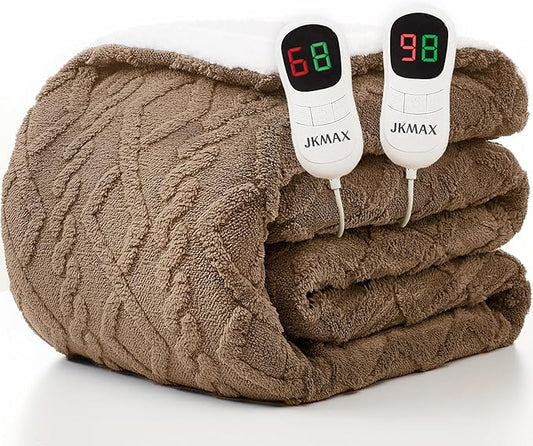 Heated Electric Blanket Queen Size-84"x90" Heating Blanket with 10 Heating Levels & 5 Time Settings Over-Heat Protection，Winter Warmer for Adults with ETL Certification（Beige）