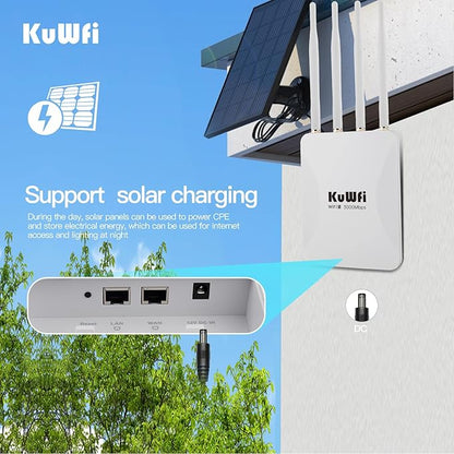 KuWFi AX3000 WiFi 6 Outdoor Access Point Repeater, Long Range Extender 100-300Meter Dual Band Gigabit, IP65 Waterproof, PoE Powered, Supports 256+ Devices for Business, Parties, Starlink