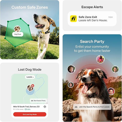 New Fi Series 3+ Smart Dog Tracker Collar [12 Month Membership Included] GPS Tracker for Dogs with Health & Behavior Monitoring, Escape Alerts, Waterproof, LED, Apple Watch Compatible (Blue, Medium)