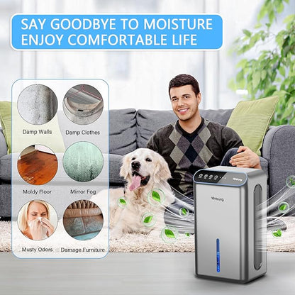 Dehumidifier for Basement (85 OZ, 800 sq ft) Quiet Dehumidifiers for Home, Auto Shut-Off, Sleep Mode, 3 Gear Timer(8H,16H,24H), Small Dehumidifier for Bedroom, Bathroom with Drain Hose