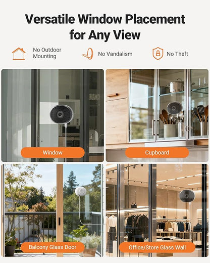 Anlapus A60 3MP 2K Window Security Camera, 4 x Plug-in WiFi Indoor Camera for Home Security, 5G/2.4G WiFi, Color Night Vision, Motion Detection, 24/7 Recording, Easy Install, US-Only Cloud Storage