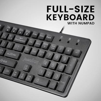 Perixx PERIBOARD-317RGB Wired Backlit USB Keyboard - Big Print Letter with RGB Illuminated LED - US English Layout