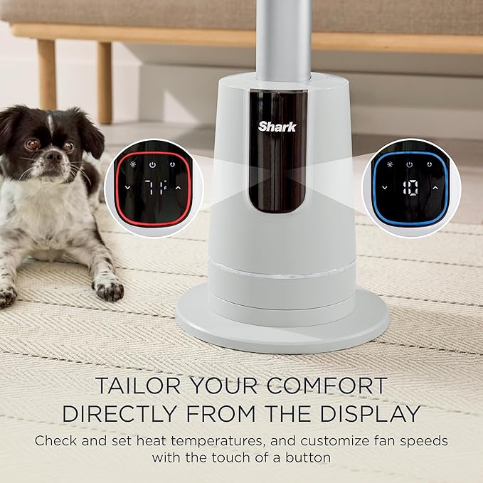 Shark TurboBlade Cool + Heat – 2-in-1 Bladeless Tower Fan & Space Heater for Customizable Year-Round Indoor Use, Bedroom, Living Room, & Office | Powerful Cooling + Rapid Room Heating, Dove, TH202WH