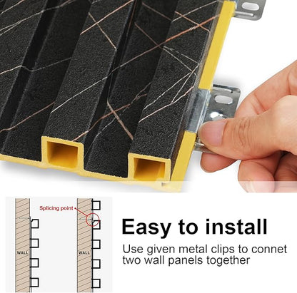 8-Pack WPC Slat Wall Panels - 3D Wall Panels, Water-Proof and Easy Installation, Accent Slat Wall Paneling for Living Room, Office,Granite, 96 x 6.6 Inch