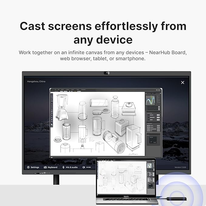 NearHub S Pro 4K UHD Smart Board,86” Windows 11 Interactive Whiteboard for Business &Education,Touchscreen Display with Built-In Camera &Microphones,All-in-One Collaboration Device for Hybrid Meetings