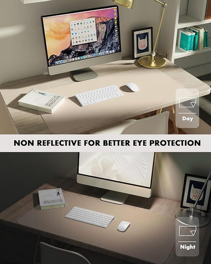 YSAGi Double-Sided Desk Pad, 31.5"x15.7" Leather Desk Mat, Eco Cork Desk Pad Protector,Large Mouse Pad,Waterproof Desk Blotter for Office/Home (Beige/Cork)
