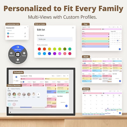 Dragon Touch 10.1 inch Digital Calendar Chore Chart – Interactive Touchscreen, Smart Family Planner, Hearth Display Desk Digital Calendar Seamless Scheduling Black
