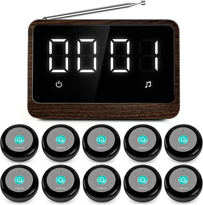 Nurse Call System Wireless Caregiver Pager Bell Buttons for Elderly at Home Call Light for Seniors Clinic, Elderly Monitoring, Care Facility, Restaurant Black Walnut