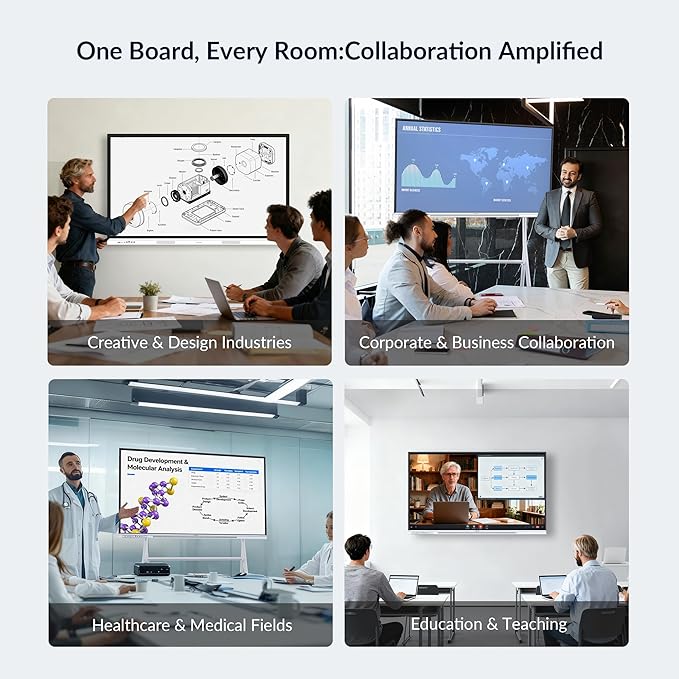 55 Inch Interactive Whiteboard with Mobile Cart, Smart Board for Classroom, Digital Whiteboard with Google EDLA-Certified(Wall Mount Included)
