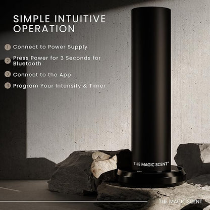The Magic Scent Bluetooth Tower Diffuser Home & Office - Smart Ultra-Quiet for Home & Hotel - Waterless Cold-Air Programmable Professional Diffuser Machine - Essential Aroma Oil Included