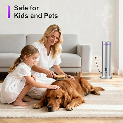 Maromalife Waterless Diffuser, 1000 Sq.Ft Coverage, Essential Oil Diffuser with Tilt-Safe, Remote Control, Adjustable Mist, Mood Lights Aromatherapy Diffuser for Home, Room, Office, Hotel, Silver