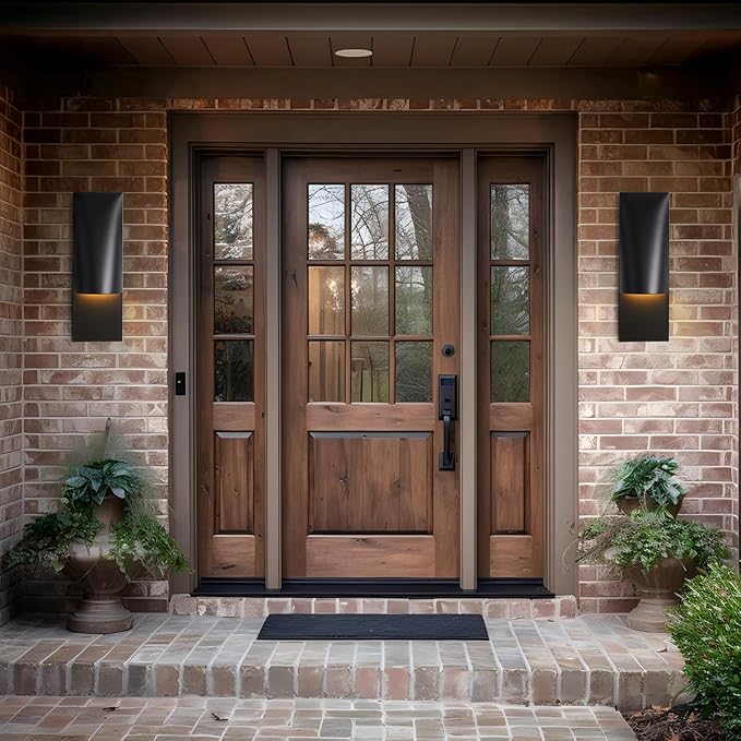Outdoor Modern Wall Sconce, 18" Black Sconces Outdoor Wall Lights, Dimmable 3000K Warm White Decorative Porch Light Patio Light, Rust-Proof and Waterproof Exterior Wall Light for Garage, Hallway