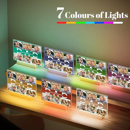 Personalized Gifts for Dad from Daughter and Son, Custom Picture Frames with Photos, Personalized Photo Frame with Night Light, Customized Birthday Gifts for Dad Baby Kid Family