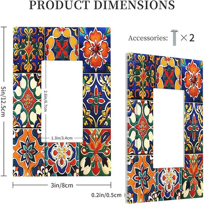 Decorative Outlet Covers Colorful Mexican Talavera Vintage Boho Floral 1 Gang Single Rocker Light Switch Cover Plate Wall Plates Gfci Faceplate For Farmhouse Cabin Decor