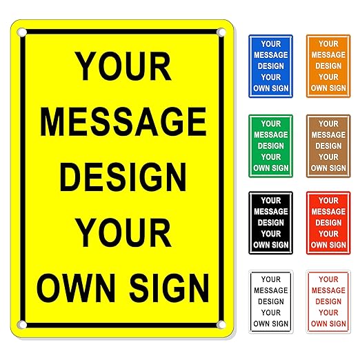 2 PACK of Custom Sign Outdoor Metal Vertical, Personalized Metal Sign for Parking, Gate, Delivery, Garage, Weatherproof Customized Signs for Outside, Make Your Own Signs Custom(18x12 Inches)