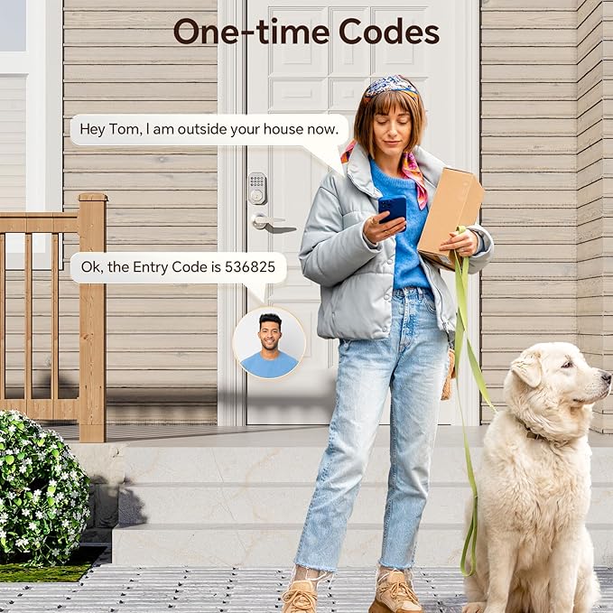 Keyless Entry Door Lock Set Smart Locks for Front Keypad Door Lock with Handle Low Battery Warning Automatic Lock One Time Password Anti Peeping Password IP54, Satin Nickel